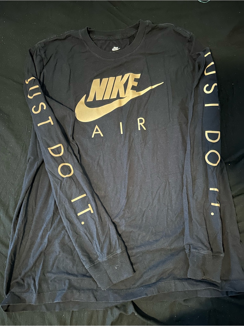 Nike Black Long Sleeve Tee with Gold Air Logo